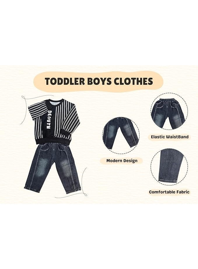 MINIIMODZ MINII MODZ DEOUTN Name Print Stripes Design Pant & Full Sleeve Shirt Set for Boys | Pant Top Set for Boy | Best Gift for Diwali & Festivals - Image 4
